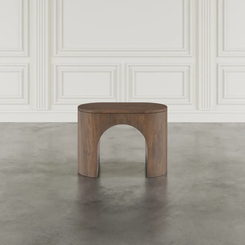 Luna Modern Architectural Pedestal Curved End Table