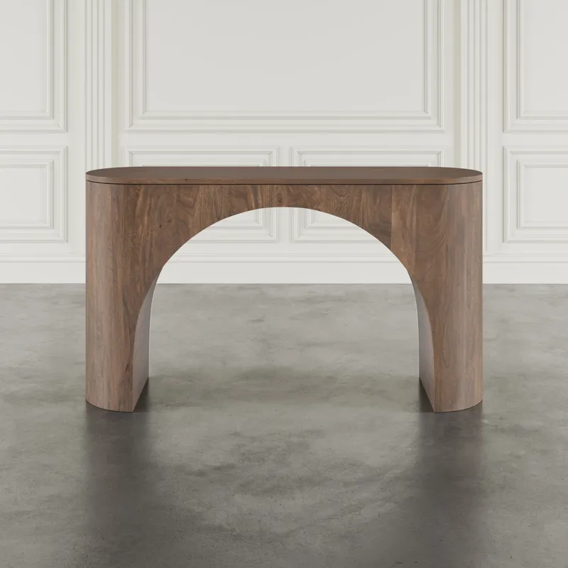 Luna Modern Architectural Pedestal Curved Console Sofa Table