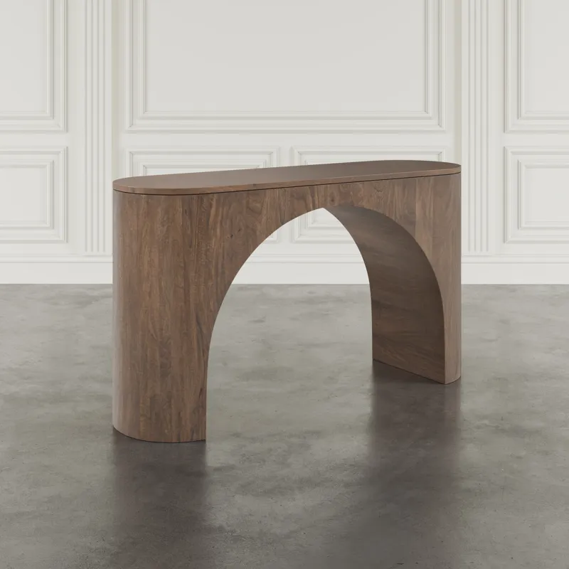 Luna Modern Architectural Pedestal Curved Console Sofa Table