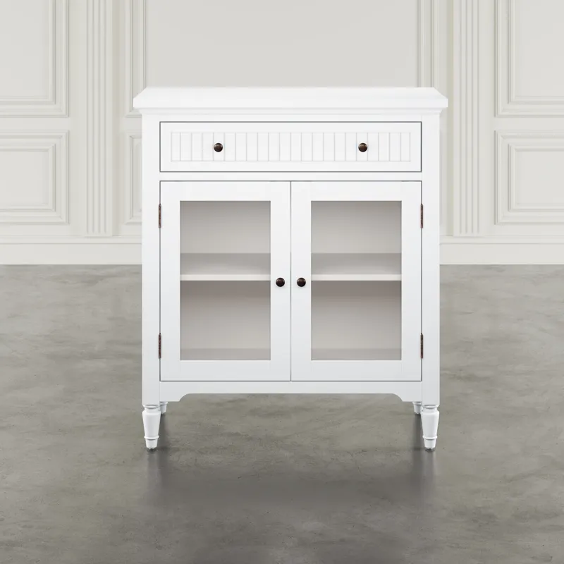 Westport 32" Glass Door Accent Cabinet a€“ Cottage Transitional Storage With Adjustable Shelves