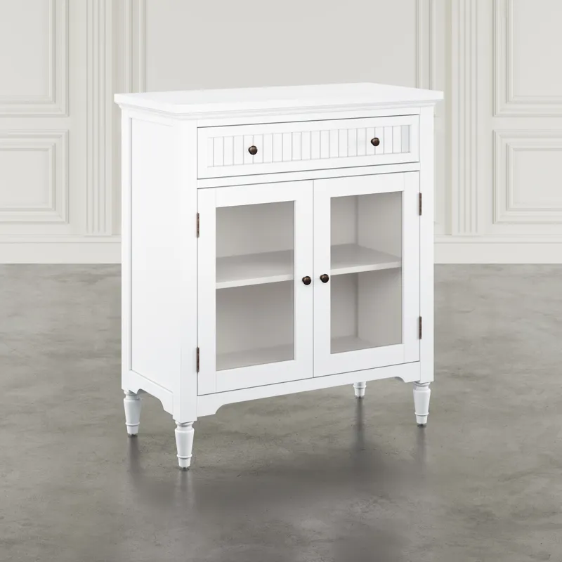 Westport 32" Glass Door Accent Cabinet a€“ Cottage Transitional Storage With Adjustable Shelves
