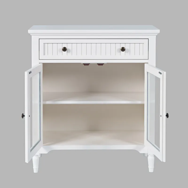 Westport 32" Glass Door Accent Cabinet a€“ Cottage Transitional Storage With Adjustable Shelves