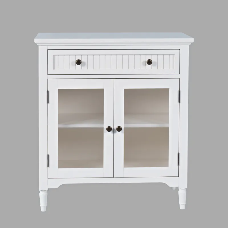 Westport 32" Glass Door Accent Cabinet a€“ Cottage Transitional Storage With Adjustable Shelves