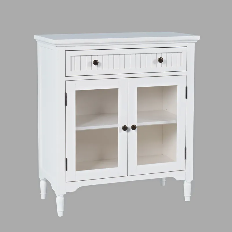 Westport 32" Glass Door Accent Cabinet a€“ Cottage Transitional Storage With Adjustable Shelves