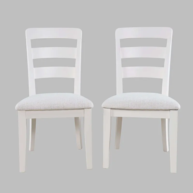 Westport Five Piece Modern Farmhouse 66" Pedestal Dining Set With Upholstered Ladderback Chairs