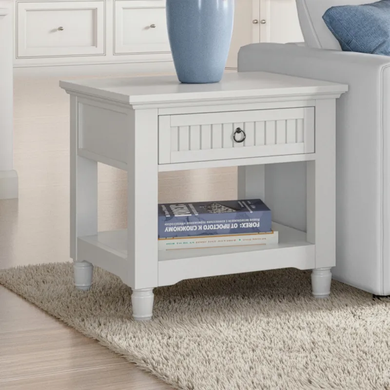 Westport Modern Farmhouse 24\" Square End Table With Storage Shelf