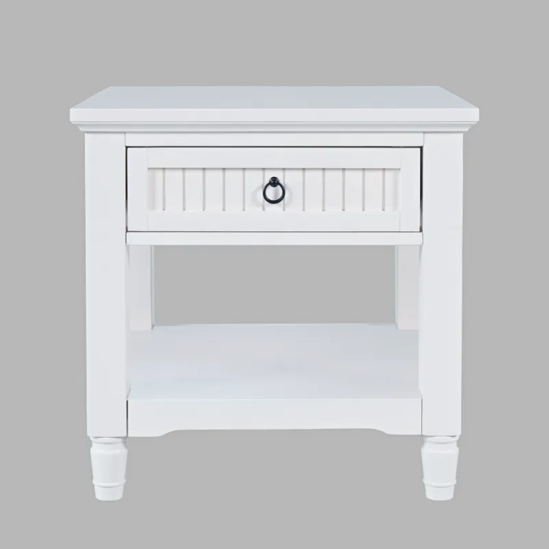 Westport Modern Farmhouse 24\" Square End Table With Storage Shelf