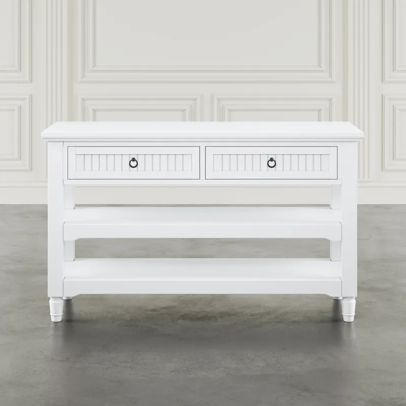 Westport Modern Farmhouse 50\" Sofa Console Table With Storage Drawers And Shelves