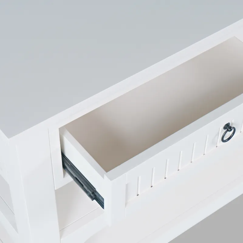 Westport Modern Farmhouse 50\" Sofa Console Table With Storage Drawers And Shelves