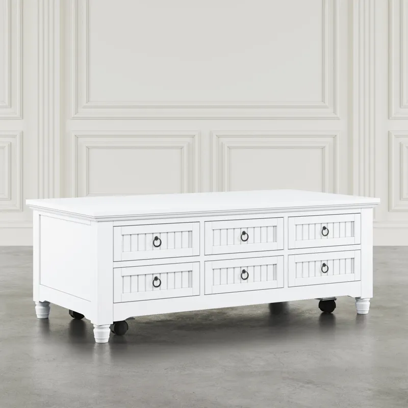 Westport Modern Farmhouse 50\" Lift-Top Coffee Table With Storage And Caster Wheels