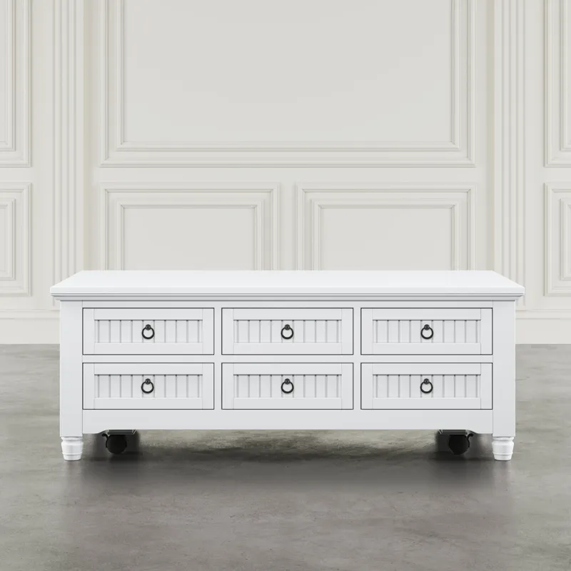 Westport Modern Farmhouse 50\" Lift-Top Coffee Table With Storage And Caster Wheels