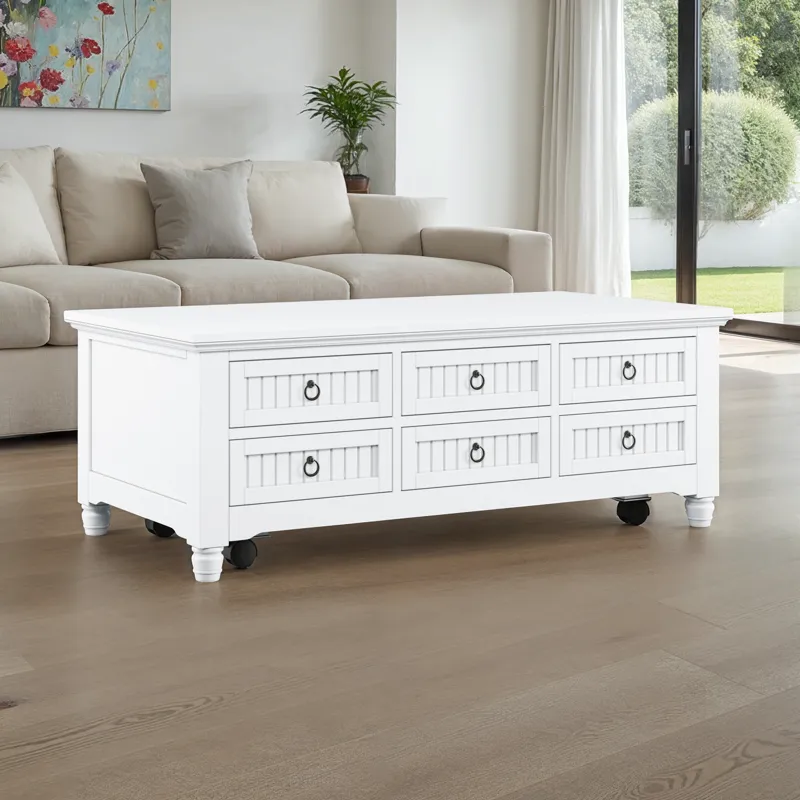 Westport Modern Farmhouse 50\" Lift-Top Coffee Table With Storage And Caster Wheels