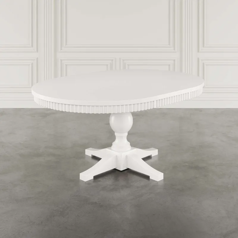 Westport Five Piece Modern Farmhouse 66" Pedestal Dining Set With Upholstered Ladderback Chairs