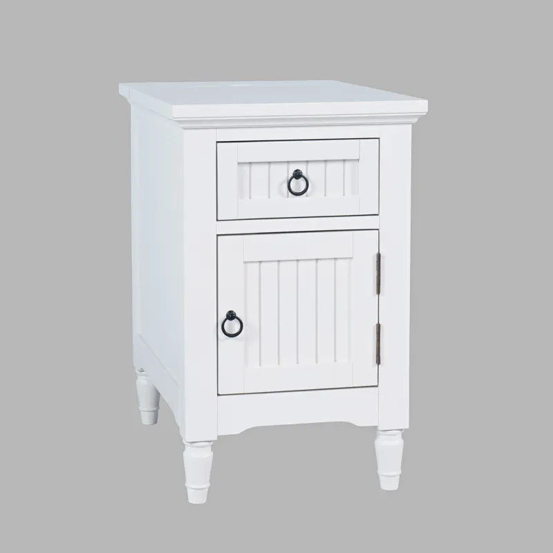 Westport Modern Farmhouse USB Charging Storage Cabinet Chairside End Table