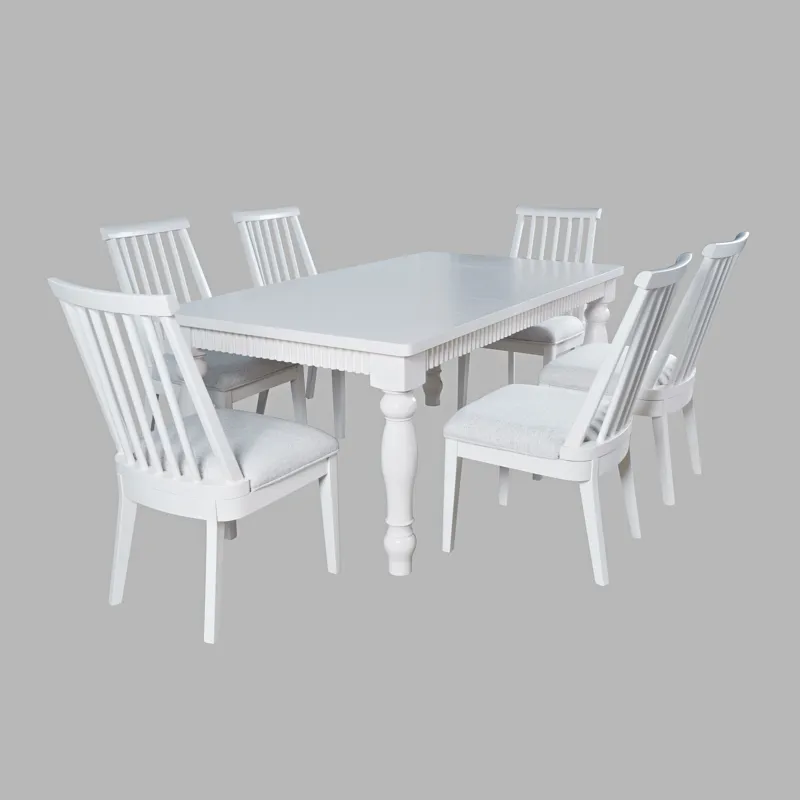 Westport Five Piece Modern Farmhouse 72" Dining Set With Upholstered Dowel Back Chairs