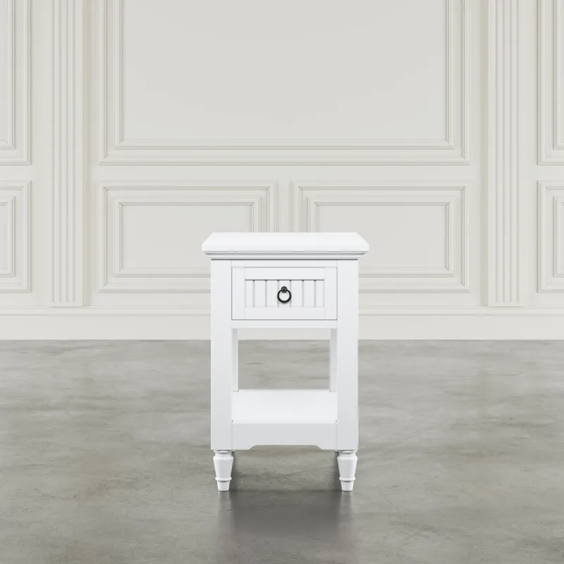 Westport Modern Farmhouse Chairside End Table With Storage Shelf