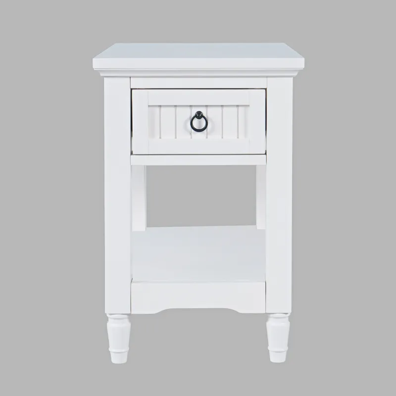 Westport Modern Farmhouse Chairside End Table With Storage Shelf