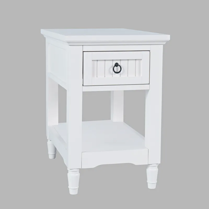 Westport Modern Farmhouse Chairside End Table With Storage Shelf