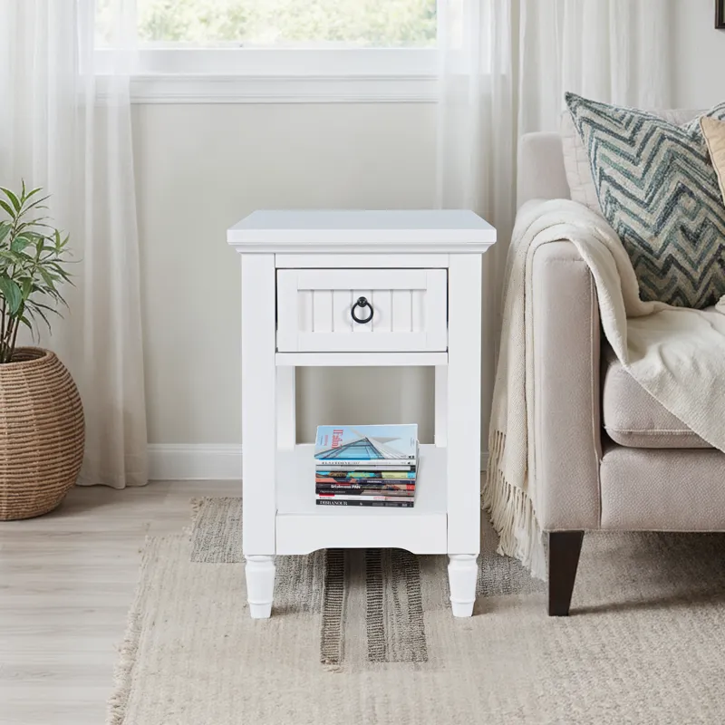Westport Modern Farmhouse Chairside End Table With Storage Shelf