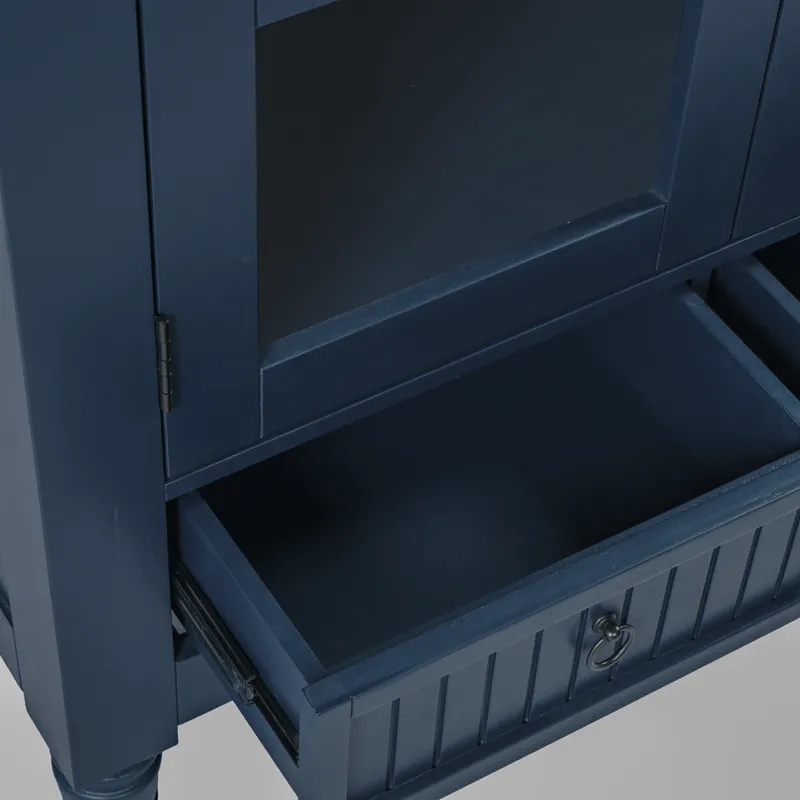 Westport Modern Farmhouse Tall Accent Storage Cabinet With Glass Doors And Adjustable Shelves