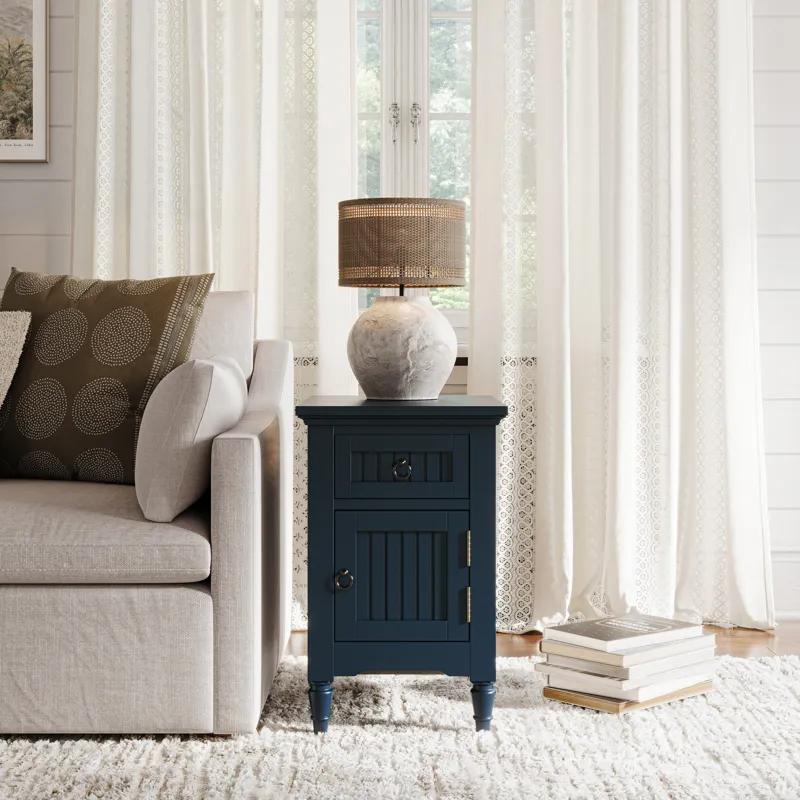 Westport Modern Farmhouse USB Charging Storage Cabinet Chairside End Table