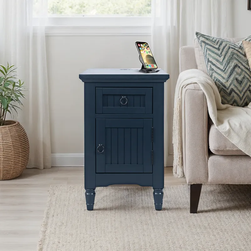 Westport Modern Farmhouse USB Charging Storage Cabinet Chairside End Table