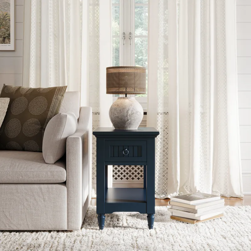 Westport Modern Farmhouse Chairside End Table With Storage Shelf