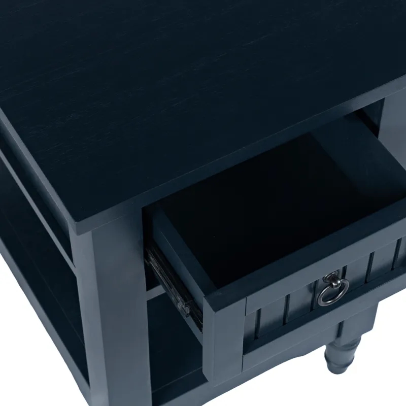 Westport Modern Farmhouse Chairside End Table With Storage Shelf