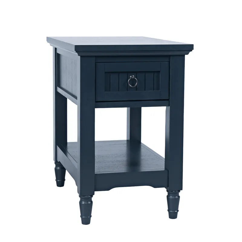 Westport Modern Farmhouse Chairside End Table With Storage Shelf