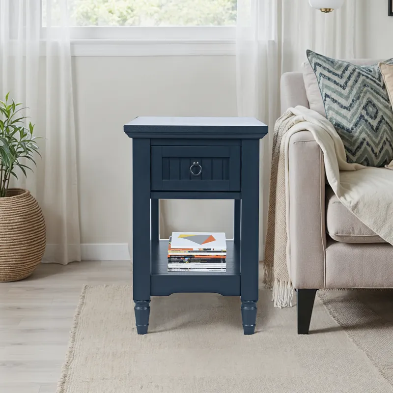 Westport Modern Farmhouse Chairside End Table With Storage Shelf