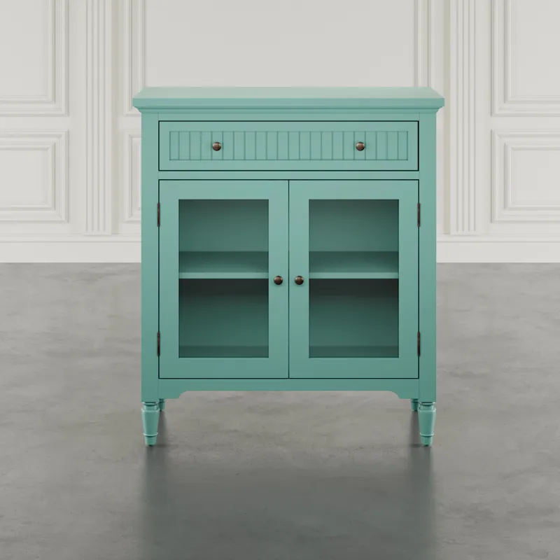 Westport 32" Glass Door Accent Cabinet a€“ Cottage Transitional Storage With Adjustable Shelves