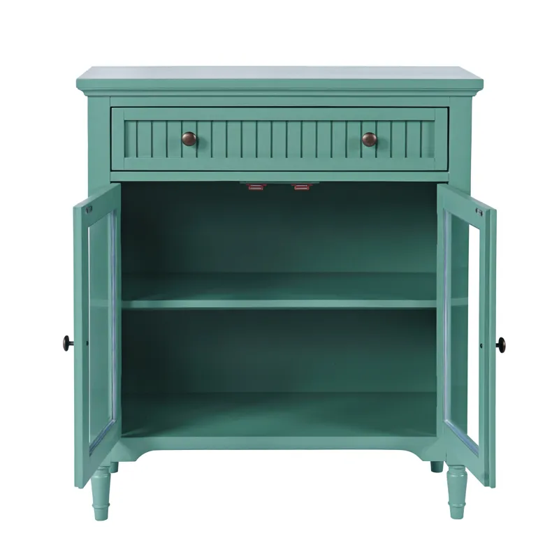 Westport 32" Glass Door Accent Cabinet a€“ Cottage Transitional Storage With Adjustable Shelves