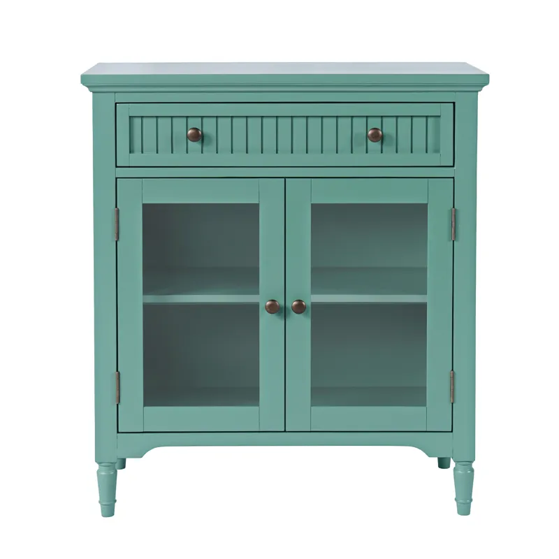 Westport 32" Glass Door Accent Cabinet a€“ Cottage Transitional Storage With Adjustable Shelves