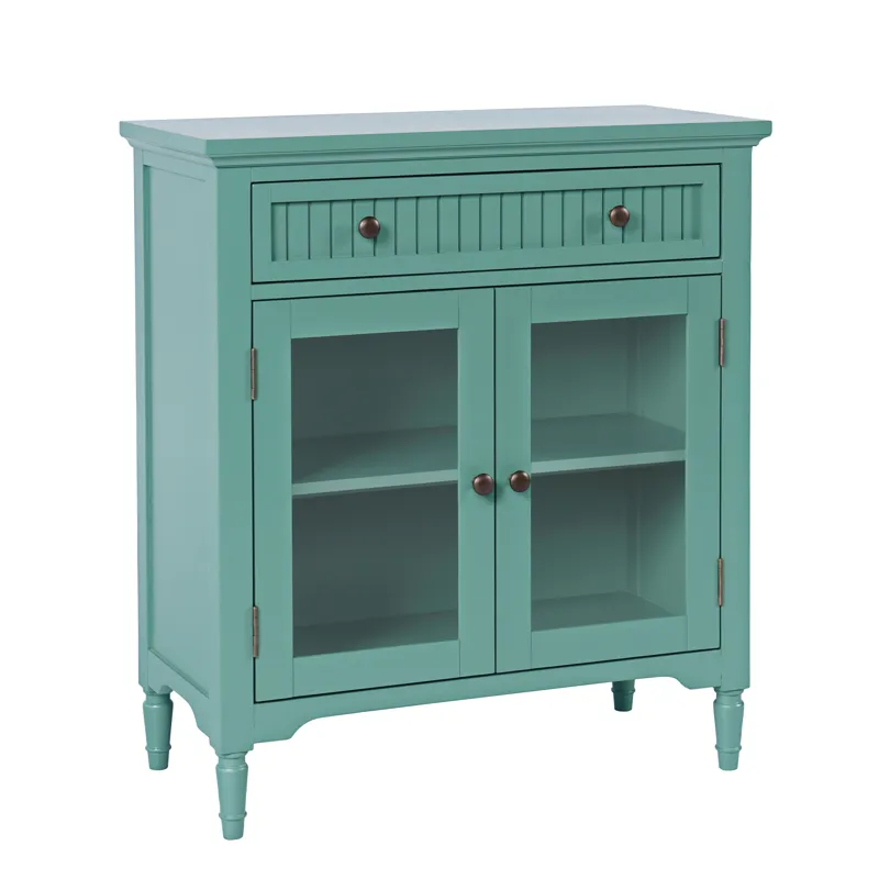 Westport 32" Glass Door Accent Cabinet a€“ Cottage Transitional Storage With Adjustable Shelves