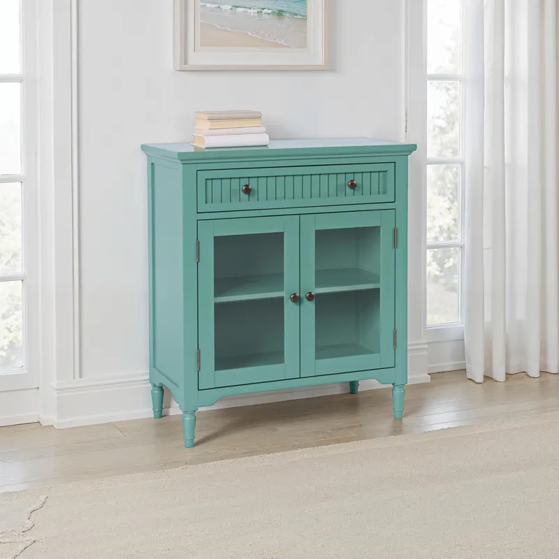 Westport 32" Glass Door Accent Cabinet a€“ Cottage Transitional Storage With Adjustable Shelves