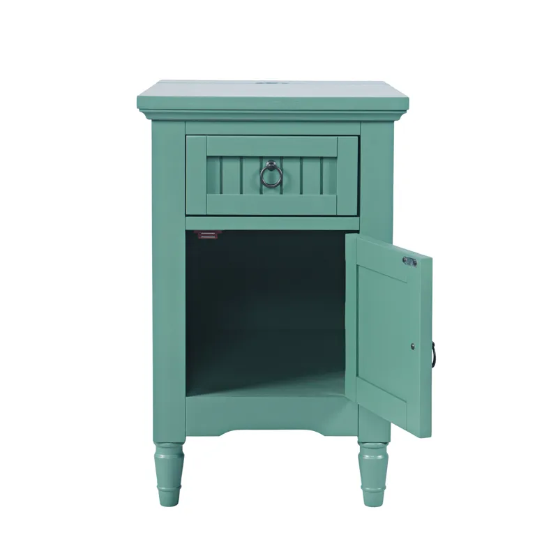 Westport Modern Farmhouse USB Charging Storage Cabinet Chairside End Table