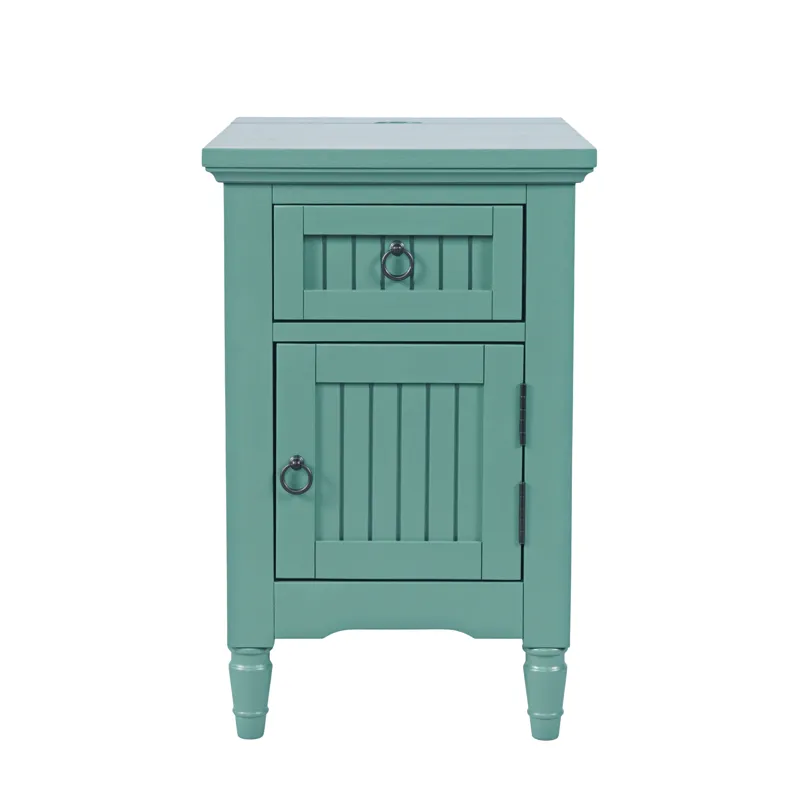 Westport Modern Farmhouse USB Charging Storage Cabinet Chairside End Table