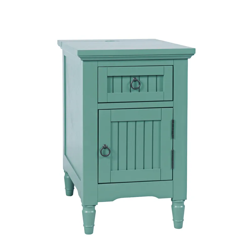 Westport Modern Farmhouse USB Charging Storage Cabinet Chairside End Table