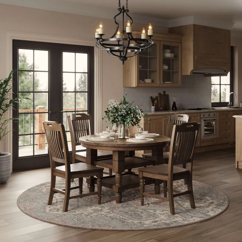 Winchester Classic Farmhouse 5-Piece Round Dining Set With Extension Table