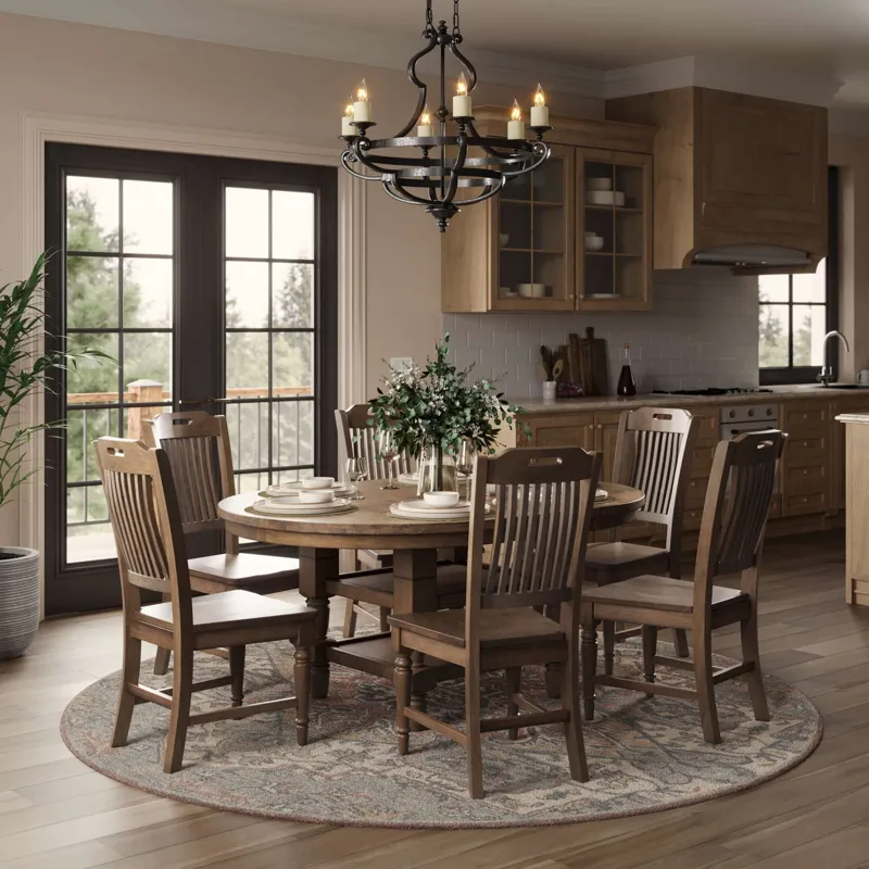 Winchester Classic Farmhouse 7-Piece Oval Dining Set With Extension Table