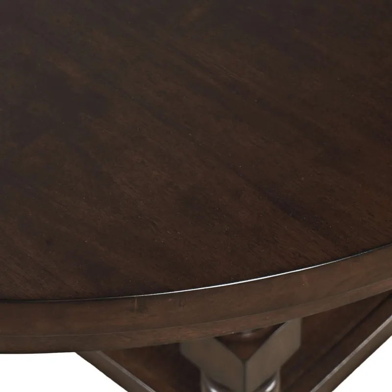 Winchester Classic Farmhouse 66-Inch Round Adjustable Height Adjustable-Height Extension Dining Table With Storage