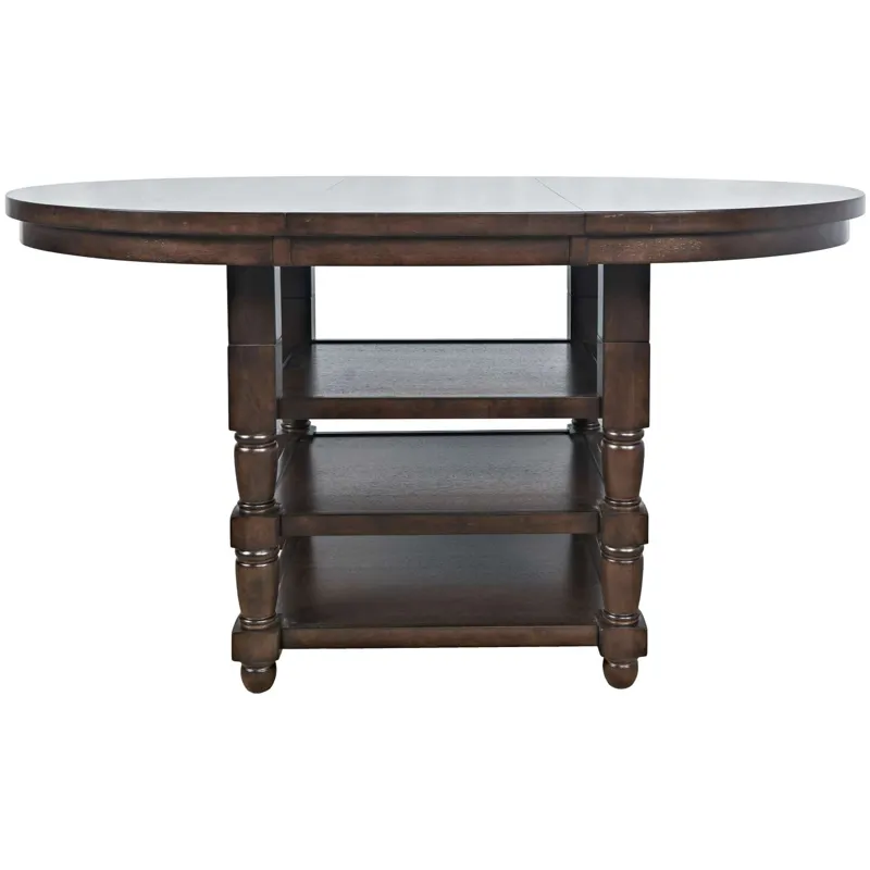 Winchester Classic Farmhouse 66-Inch Round Adjustable Height Adjustable-Height Extension Dining Table With Storage