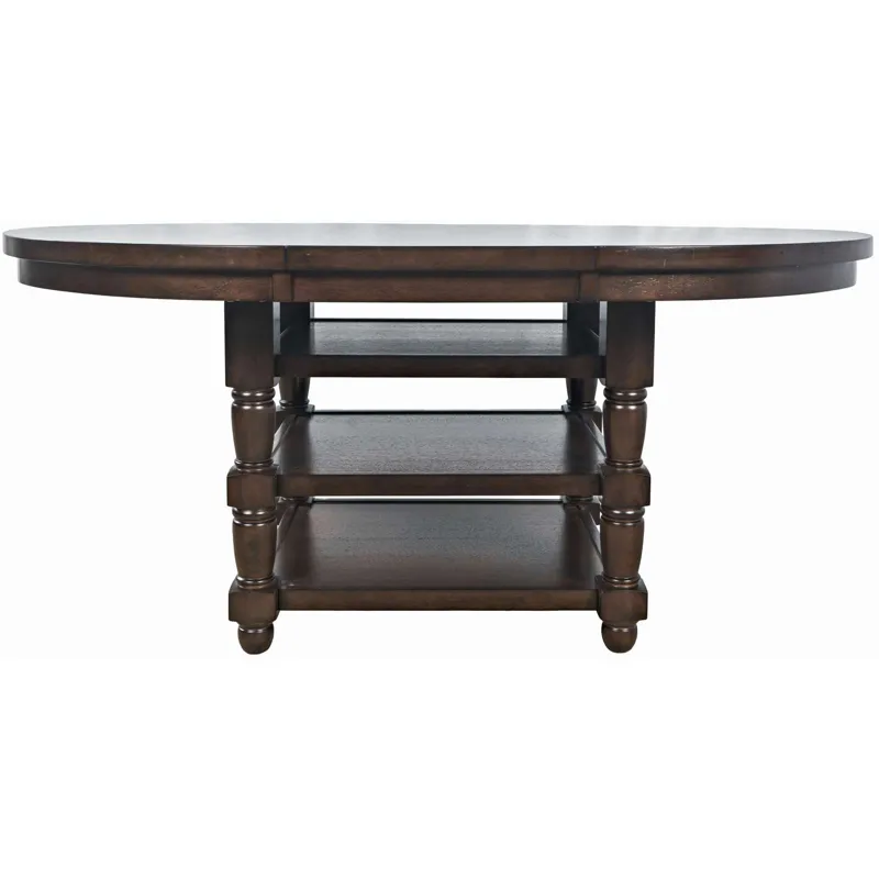 Winchester Classic Farmhouse 66-Inch Round Adjustable Height Adjustable-Height Extension Dining Table With Storage