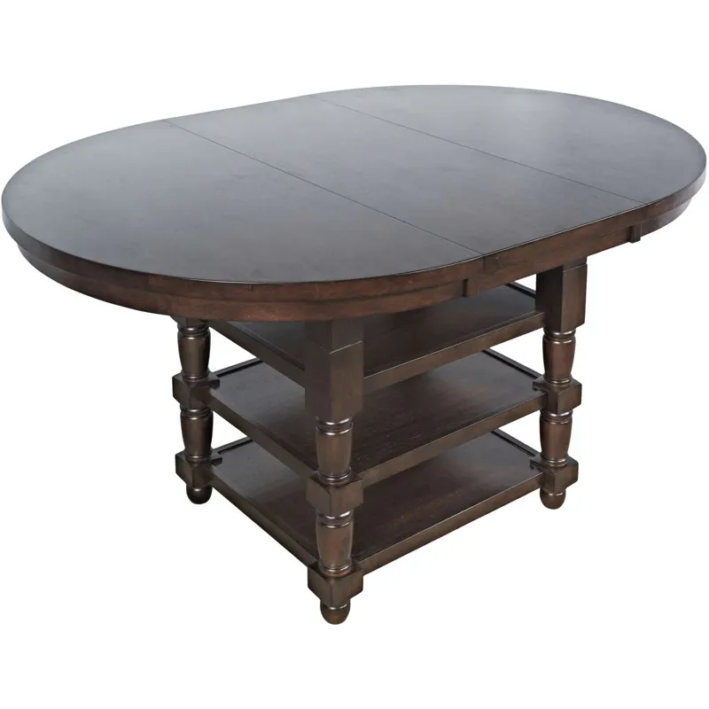 Winchester Classic Farmhouse 66-Inch Round Adjustable Height Adjustable-Height Extension Dining Table With Storage