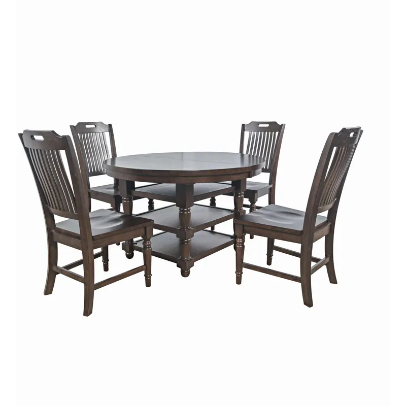 Winchester Classic Farmhouse 5-Piece Round Dining Set With Extension Table
