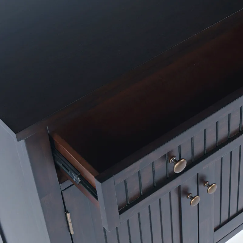 Bridgton 32\" Slat Panel Door Accent Cabinet Farmhouse Transitional Storage With Adjustable Shelves