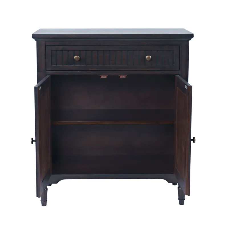 Bridgton 32\" Slat Panel Door Accent Cabinet Farmhouse Transitional Storage With Adjustable Shelves