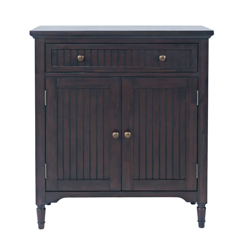 Bridgton 32\" Slat Panel Door Accent Cabinet Farmhouse Transitional Storage With Adjustable Shelves