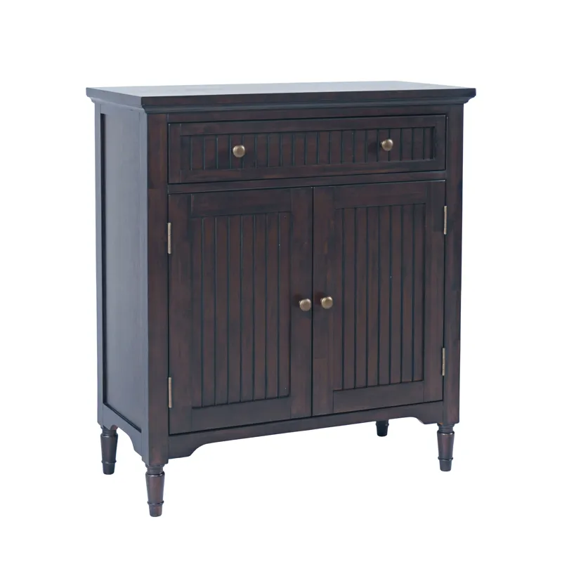 Bridgton 32\" Slat Panel Door Accent Cabinet Farmhouse Transitional Storage With Adjustable Shelves
