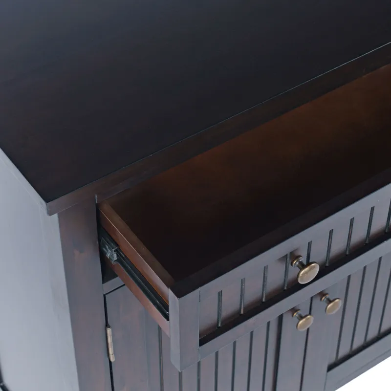 Bridgton 58\" Slat Panel Door Sideboard Cabinet Farmhouse Transitional Storage With Adjustable Shelv